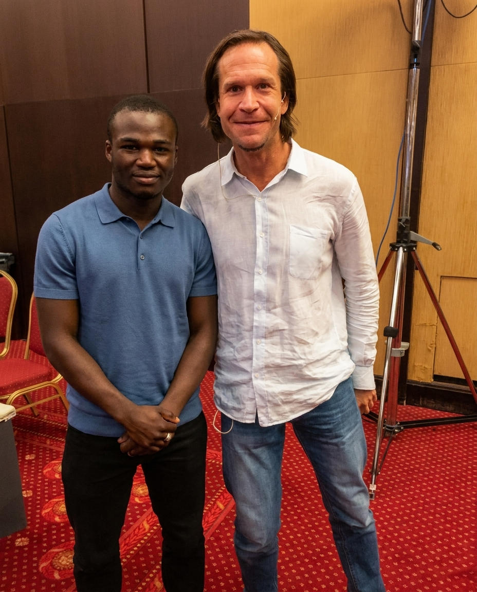 Adam with Darren Winters during his trading journey in London in 2020.