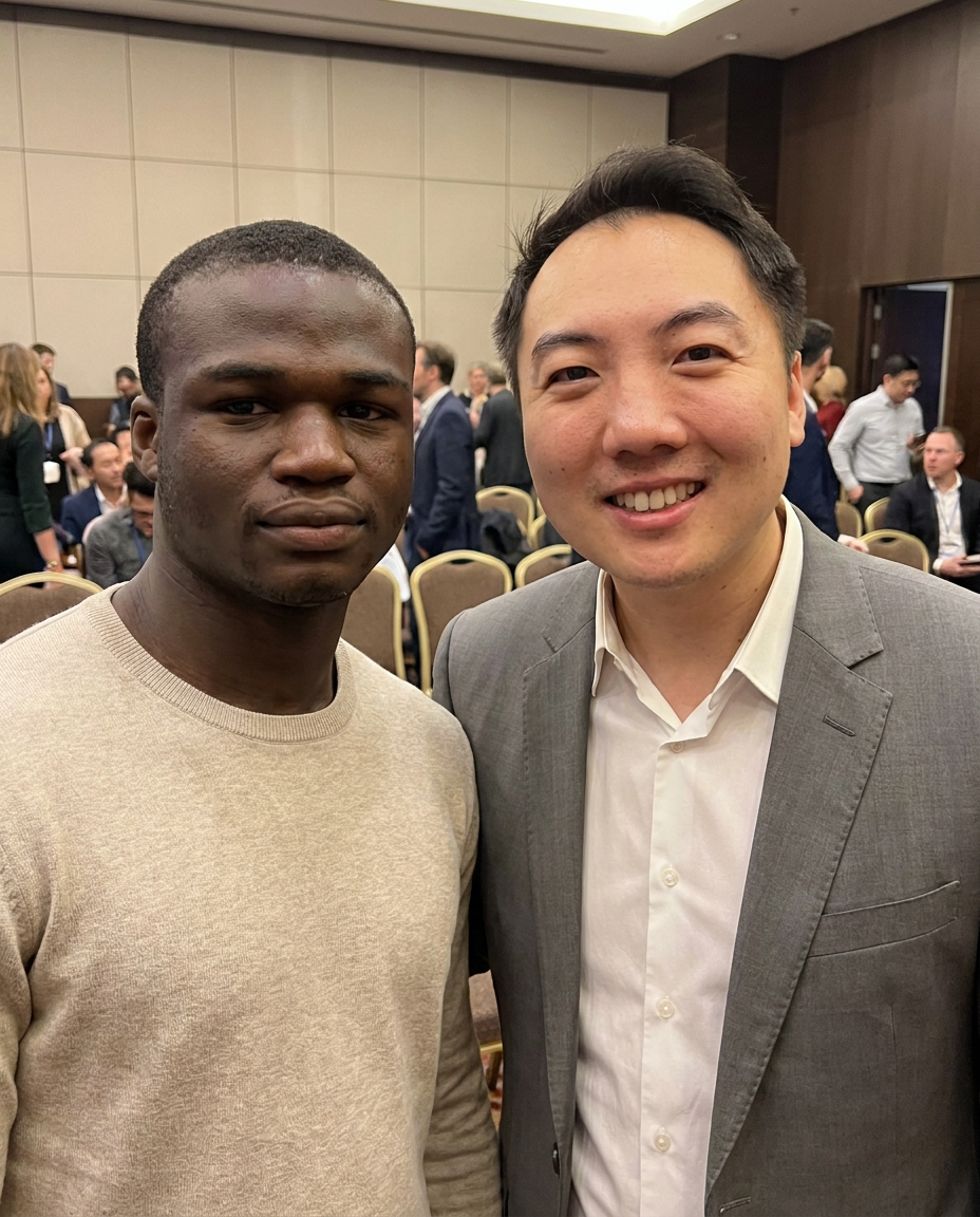 Adam with John Lee during an international learning experience in Asia in 2018.